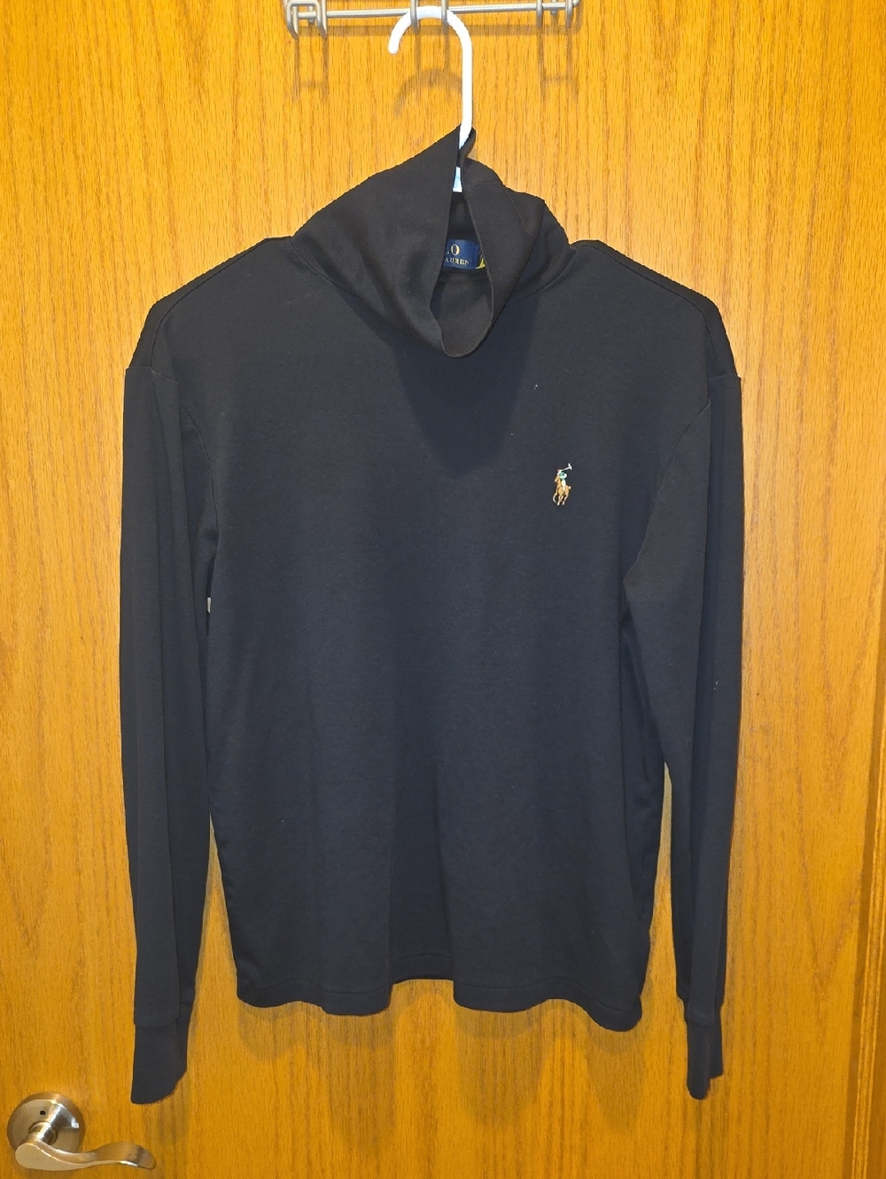 Ralph Lauren Black Turtleneck with Polo Player Embroidery